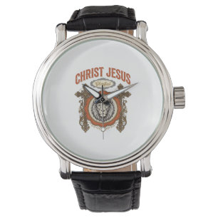 Christus Jesus Vintage Löwe Glaube Armbanduhr