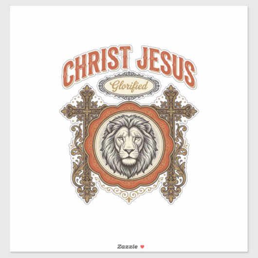 Christus Jesus Vintage Löwe Glaube Aufkleber (Blatt)