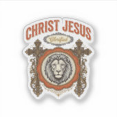 Christus Jesus Vintage Löwe Glaube Aufkleber (Vorderseite)