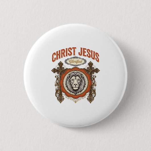 Christus Jesus Vintage Löwe Glaube Button (Vorderseite)