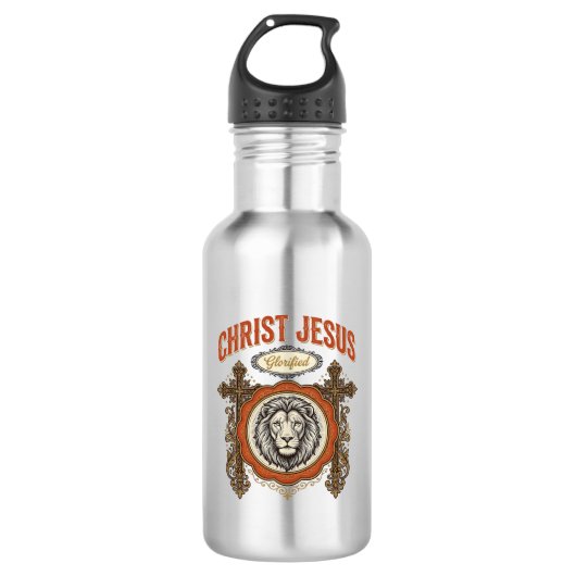 Christus Jesus Vintage Löwe Glaube Edelstahlflasche (Vorderseite)