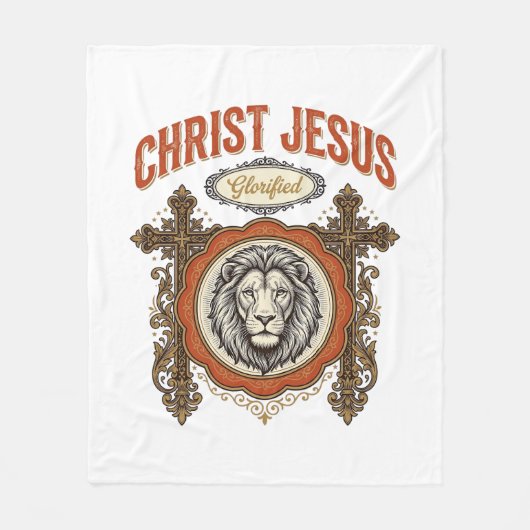 Christus Jesus Vintage Löwe Glaube Fleecedecke (Vorderseite)