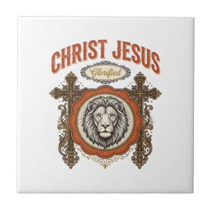 Christus Jesus Vintage Löwe Glaube Fliese
