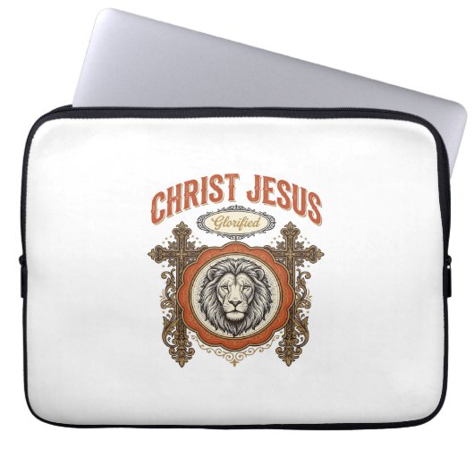 Christus Jesus Vintage Löwe Glaube Laptopschutzhülle (Vorderseite)