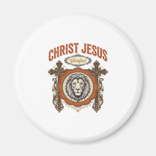 Christus Jesus Vintage Löwe Glaube Magnet (Vorne)