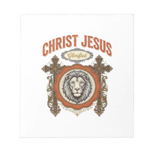 Christus Jesus Vintage Löwe Glaube Notizblock