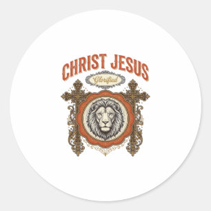 Christus Jesus Vintage Löwe Glaube Runder Aufkleber