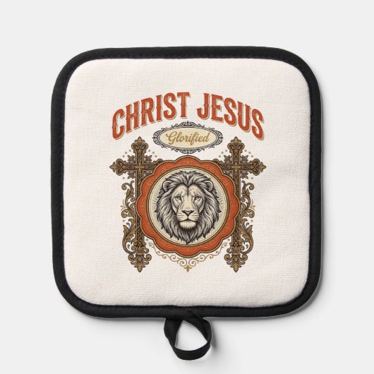 Christus Jesus Vintage Löwe Glaube Topflappen (Vorderseite)