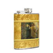 Christus klopft an einer verwitterten Holztür Gold Flachmann (Rechts)