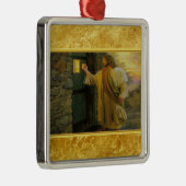Christus klopft an einer verwitterten Holztür Gold Ornament Aus Metall (Rechts)