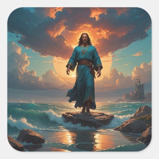 Christus kommt quadratischer aufkleber (Vorderseite)