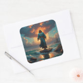 Christus kommt quadratischer aufkleber (Umschlag)