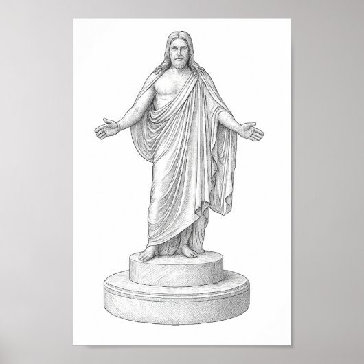 Christus Line Zeichne Wall Art Poster (Vorne)