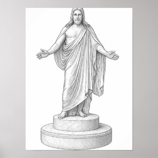 Christus Line Zeichne Wall Art Poster (Vorne)