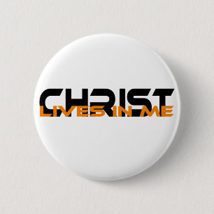 Christus liv in mich schwarzen orangeen button