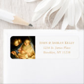 Christus, Maria und Engel Weihnachtslabel (Insitu)