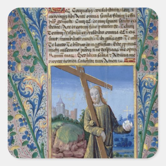 Christus mit dem Kreuz und dem Orb Quadratischer Aufkleber (Vorderseite)