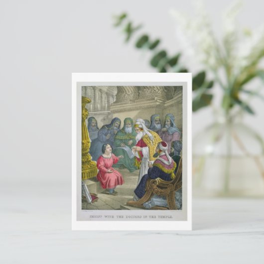 Christus mit den Ärzten im Tempel, aus einer Bibel Postkarte (Stehend Vorderseite)