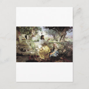Christus mit Martha und Maria um 1886 Postkarte