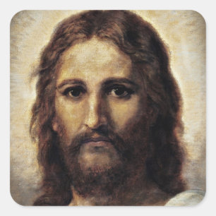 Christus mit mitfühlenden Augen Quadratischer Aufkleber