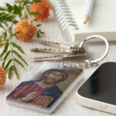 Christus Pantocrator - byzantinische Art-Ikone Schlüsselanhänger (Vorderseite rechts)