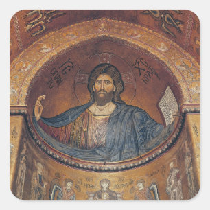 Christus Pantocrator und Madonna Quadratischer Aufkleber