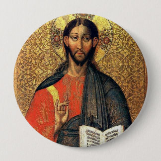 Christus Pantokrator Orthodoxe Ikone 16. Jahrhunde Button