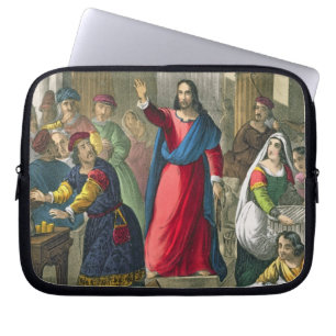 Christus reinigt den Tempel, von einem Bibel Laptopschutzhülle