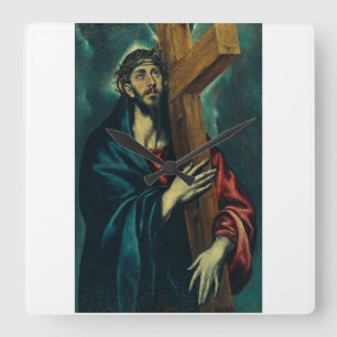 Christus trägt das Kreuz von El Greco Quadratische Wanduhr