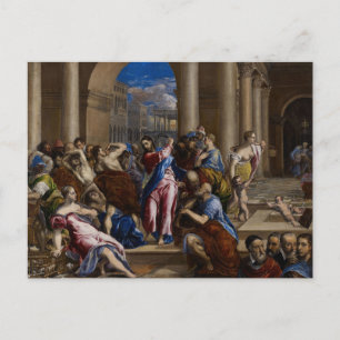 Christus treibt die Geldwechsler von El Greco hina Postkarte