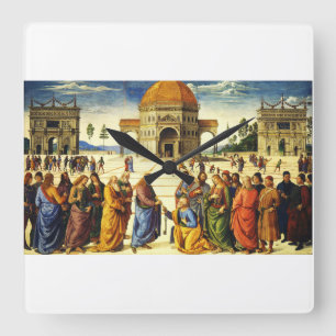 Christus übergibt die Schlüssel an den Heiligen Pe Quadratische Wanduhr