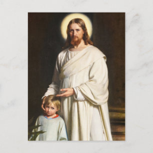 Christus und das junge Kind von Carl Heinrich Bloc Einladungspostkarte