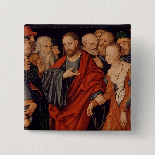 Christus und der Frau eingelassene Ehebruch Button (Vorderseite)