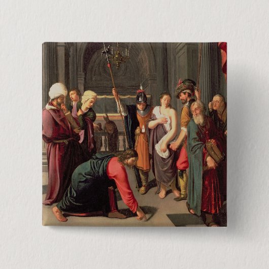 Christus und der Frau eingelassene Ehebruch Button (Vorderseite)