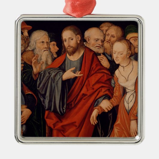 Christus und der Frau eingelassene Ehebruch Silbernes Ornament (Vorne)