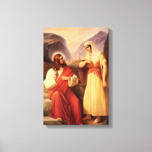 Christus und der Samariter von Christian Schleisne Leinwanddruck