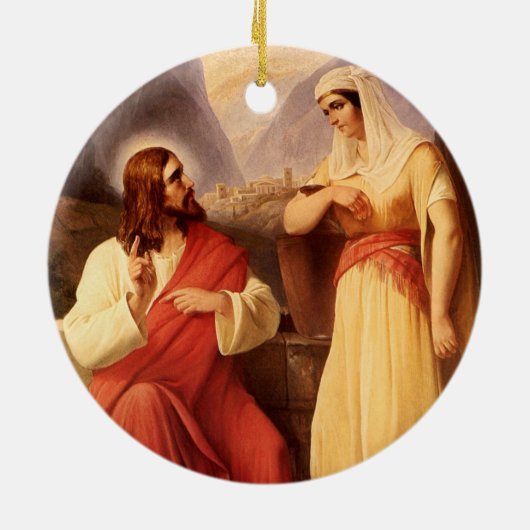 Christus und der Samariter von Christlich Schleisn Keramik Ornament (Hinten)
