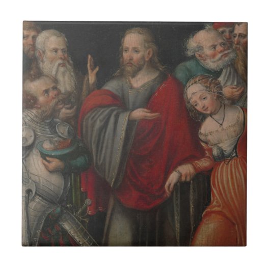 Christus und die Ehebrecherin Fliese (Vorderseite)