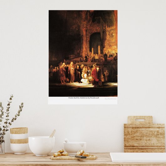 Christus und die Erwachsene von Rembrandt Poster (Küche)