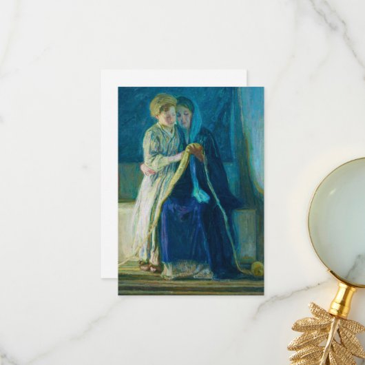 Christus und seine Mutter studieren die Schriften Dankeskarte (Vorderseite/Rückseite Beispiel)