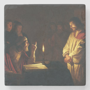 Christus vor Kaiphas von Honthorst Fine Art Steinuntersetzer