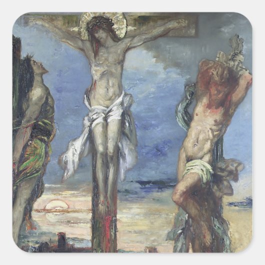 Christus zwischen den zwei Dieben, c.1870 Quadratischer Aufkleber (Vorderseite)