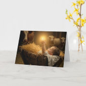 Christuskind in einer Krippe Karte (Gelbe Blume)