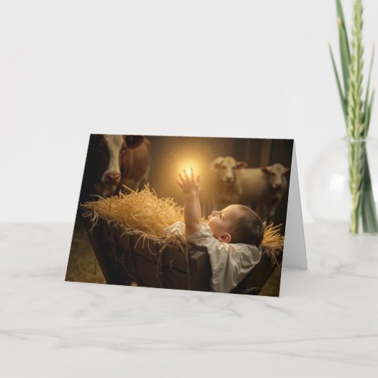 Christuskind in einer Krippe Karte (Vorderseite)
