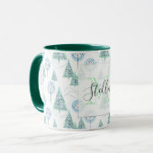 Christwald, Weihnachtsbäume, Bäume, Schnee Tasse (Vorderseite Links)