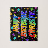 "CHRISTY" Vorname, Spaß "GLÜCKLICHER GEBURTSTAG" Puzzle (Vertikal)