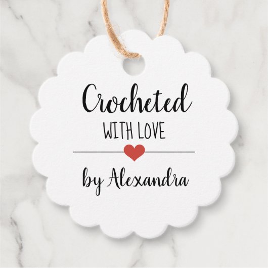 Chrochetet mit Liebe-Kraftskript Geschenkanhänger (Vorderseite)