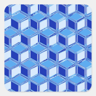 Chrom 3D-Boxen - kobaltblau Quadratischer Aufkleber