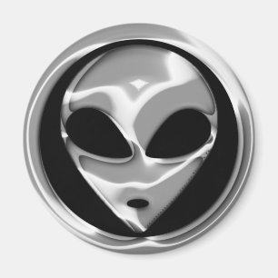 CHROM-ALIEN-KOPF MAGNET