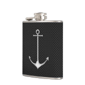 Chrom-Anker auf Kohlenstoff-Faser-Druck Flachmann (Links)